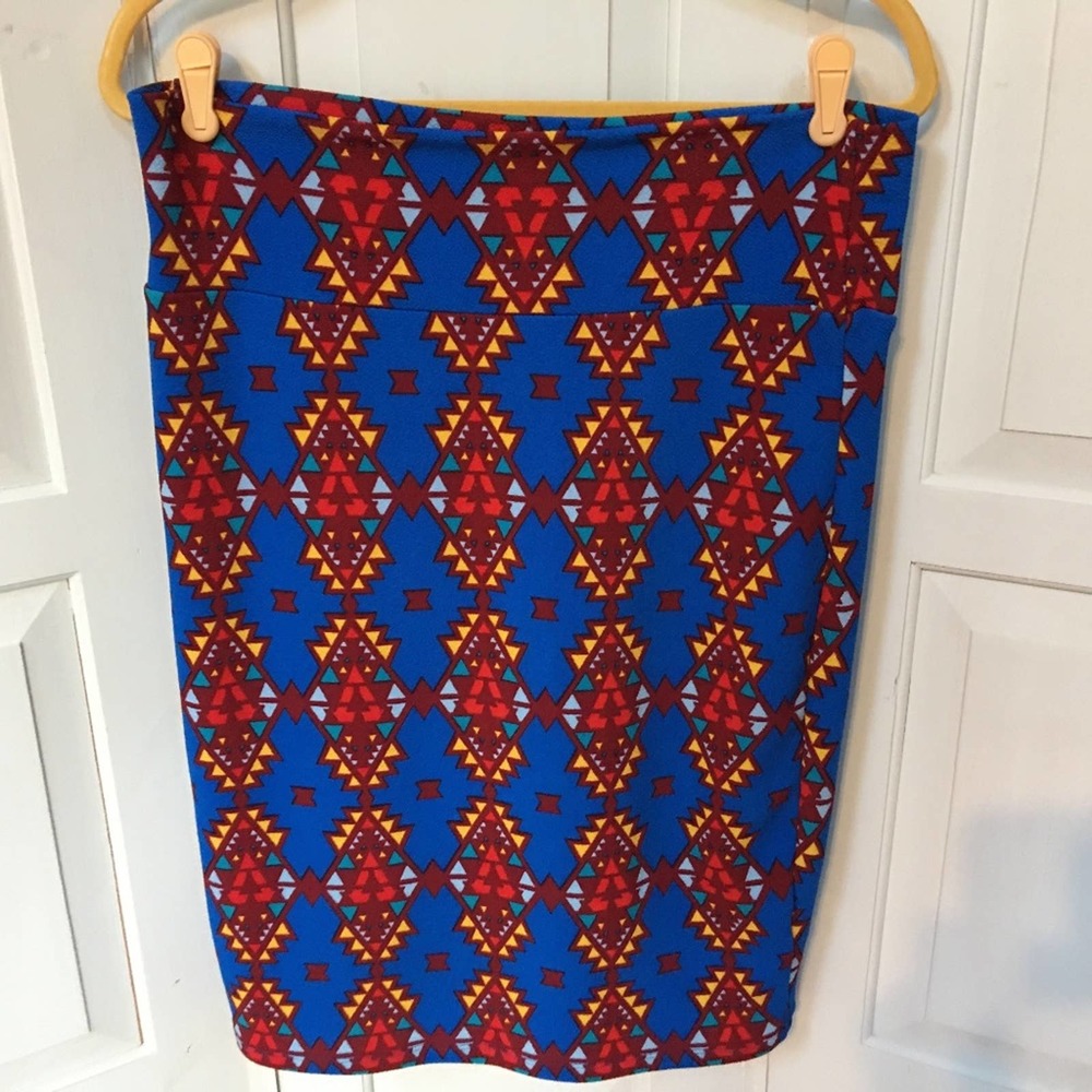 LuLaRoe Tribal Blue /Colorful Cassie Skirt
